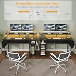 Black Computer Desk with Shelves and Drawers - 47 Inch Home Office Desk with Drawers and Shelves, Small Black Desk with Shelves, Computer Desk with Monitor Stand, RGB Gaming Desk with Power Outlet - Image 5