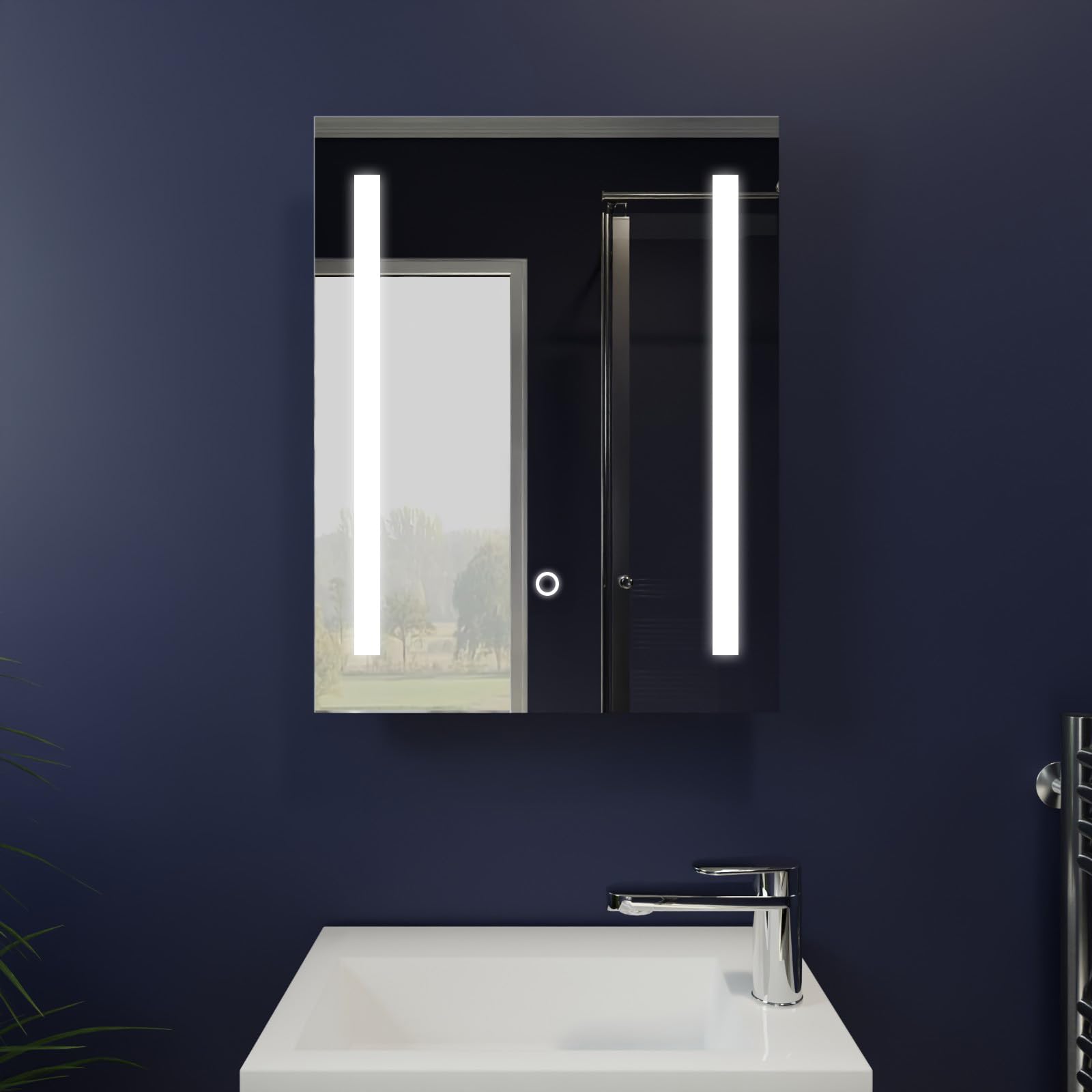 Harper & Harlow Lynx Illuminated LED Bathroom Vanity Mirror, 390x500mm, IP44, Adjustable Light Colour, Memory Function, Touch Control, Dimmable, Anti-Fog Demister, Landscape or Portrait Mounting