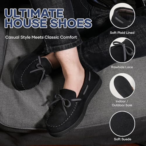 Image of ULTRAIDEAS Men's Luke Moccasin Slippers Memory Foam Cozy House Slippers, Warm Comfy Slippers for Men, Indoor Outdoor Loafer Anti-Slip Home Shoes