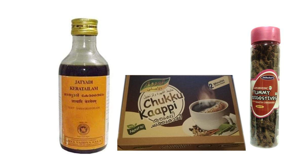 Kotakalaarya VadyaSaala 5 bottles x 200ml, With Free Dilbahars Yummy Digestives Khatta Mitha Chhuhara 900gm & Assal Dry Sukku Kaapi Powder - 1kg
