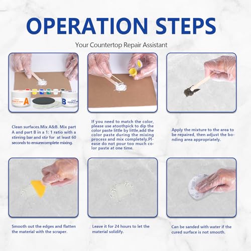 Marble Repair Kit,Tub, Tile and Shower Repair Kit,Shower Tray Repair Kits for Chips Dents Cracks Holes Scratchs, Bath Fix Kit - More Colour Choices - Image 2