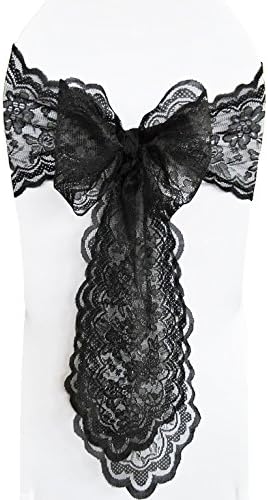 (5 PCS Wholesale 9 in x108 in Lace Chair Sashes, Lace Wedding Chair Bows, Lace Chair Bow Ties, Lace Chair Tie Backs, for Wedding Décor Events Banquet Party Supplies - Orange