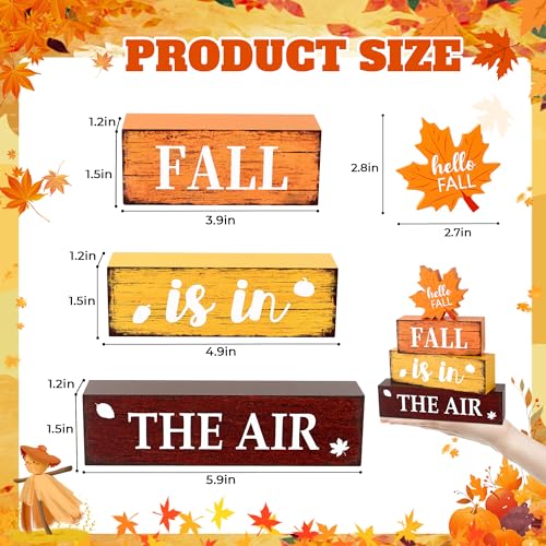 Image of 4 Pcs Fall Wooden Decor, Fall Table Decorations Gifts for Home