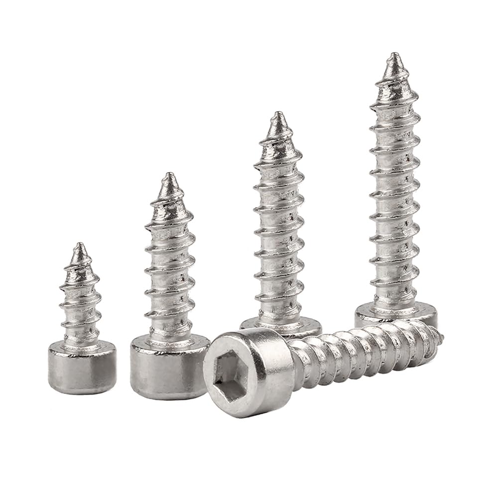 QIRUIRED 40 Pcs M4 x 18mm Hex Socket Cap Screw Nails Screws Hardware Self Tapping Screws Metric Thread 304 Stainless Steel Fasteners Tools