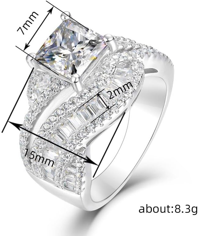 ENDLESSNESS & ETERNITY Large Princess Cut Half Eternity CZs Simulated Diamond 14K Gold Plated Wedding Band Ring Engagement Bridal Ring Statement Ring - Image 2