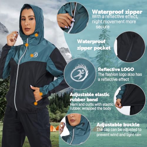 LAZAWG Rain Jacket Women Raincoats with Hood Lightweight Waterproof Windproof Rain Coat Zipper Travel Outdoor4