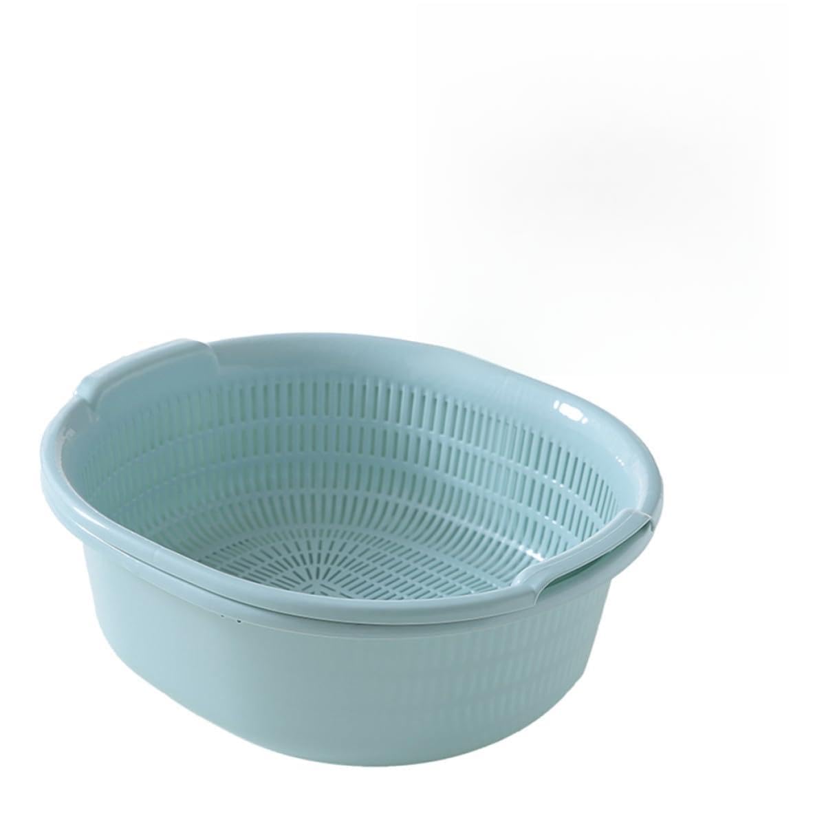 Colador de verduras y frutas apilable BESPORTBLE azul de plástico desmontable para cocina