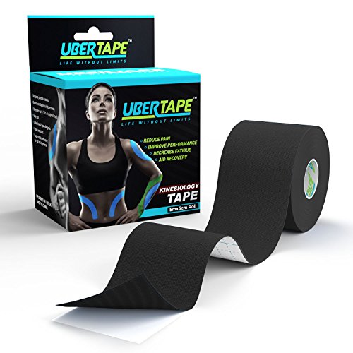 Kinesiológica UberTape (serie UltraBond súper adherente) Vendaje 5ms/35ms x 5cms – Sin látex e hipoalergénica para mayor seguridad – Material resistente para un uso prolongado – Aguanta el sudor y al agua – Mejora el rendimiento y disminuye el dolor