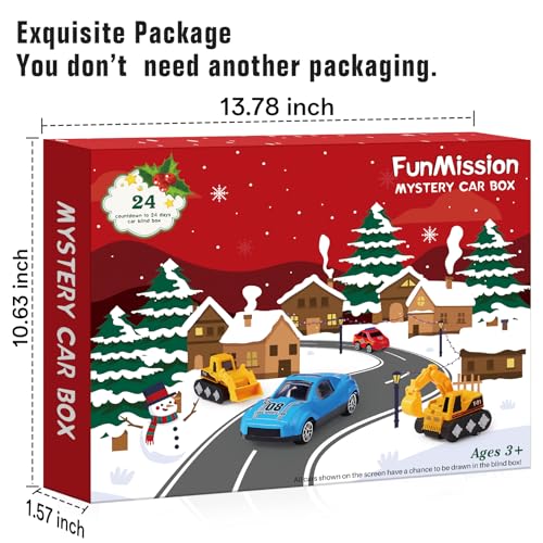 FunMission 24 Pcs Pull Cars and Alloy Trucks Toy Vehicles Set, Blind Box Cars Toys for Toddlers, Boys & Girls, Kids’ Educational Play, Easter Basket Stuffers, Goodie Bag Stuffers, Kids Classroom Gift Exchange Party Favors