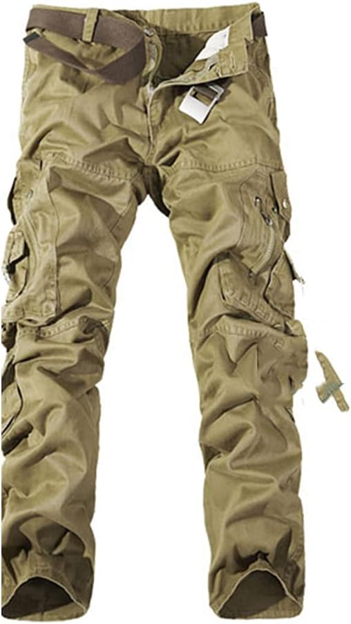 KEHAIOO Military Tactical Pants, Men Multi-Pocket Washed Overalls, Loose Cotton Pants, Male Cargo Trousers