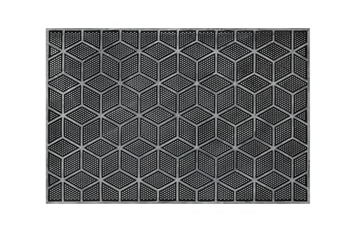 WECONhome Paillasson cool en 100 % caoutchouc aspect 3D – Facile d'entretien, antidérapant et résistant aux intempéries – Bossa Groove (40 x 60 cm, noir...