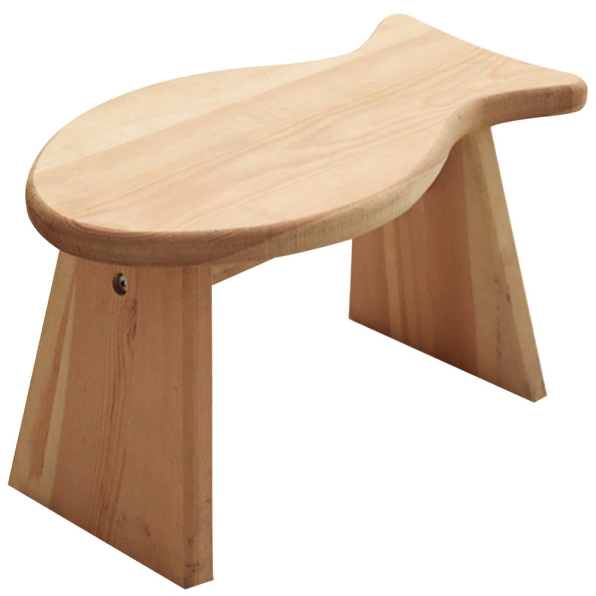 Taburete Infantil Portátil de Madera Maciza Forma de Pez