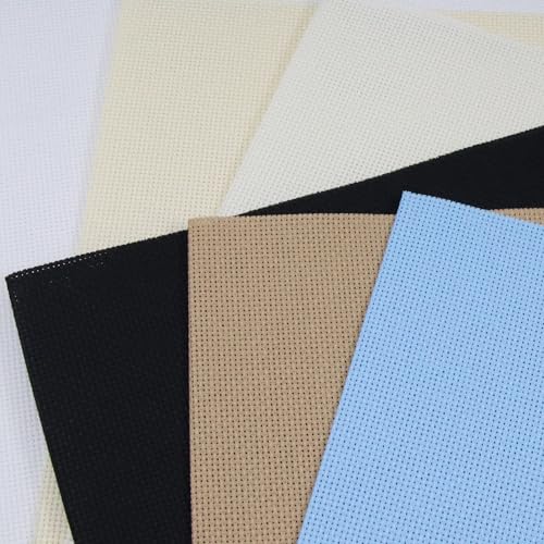 Image of KCS 6 pc of 12 inch x 18 inch (30cmx45cm) Counted Cotton Aida Cloth Cross Stitch Fabric (18CT-A)
