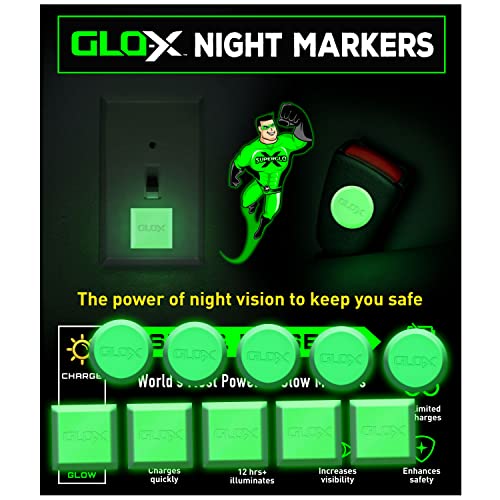 GLO-X Glow in The Dark Night Markers - Safety Dots Will Glow for up to 12 Hours