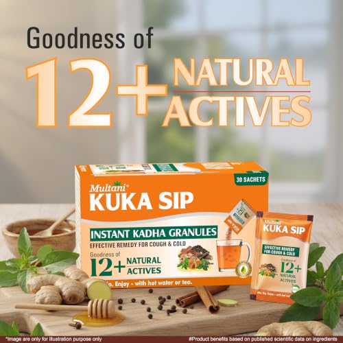 Image of Multani Kuka Sip | Ayurvedic Kadha Provides Instant Relief from Cough and Cold | Goodness of 12+ Natural Actives | (4gm*Pack of 30 Sachets)