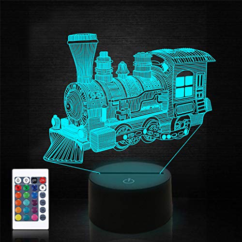 Zug Nachtlicht für Kinder Baby Teen 3D Illusion Optische Lokomotive Lampe, Geburtstag Weihnachten Party Geschenke Jubiläumsgeschenk, 16 Farben