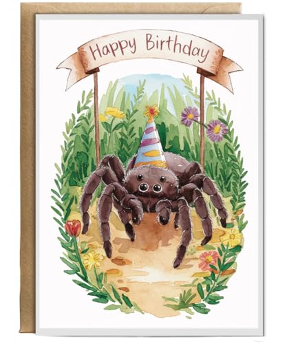 Hippowarehouse Happy Birthday cute Tarantula watercolour Birthday Card A5 Personalised with envelope for him for her Funny Cards for Men and Women Blank inside option Hippowarehouse Happy Birthday cute Tarantula watercolour Birthday Card A5 Personalised with envelope for him for her Funny Cards for Men and Women Blank inside option
