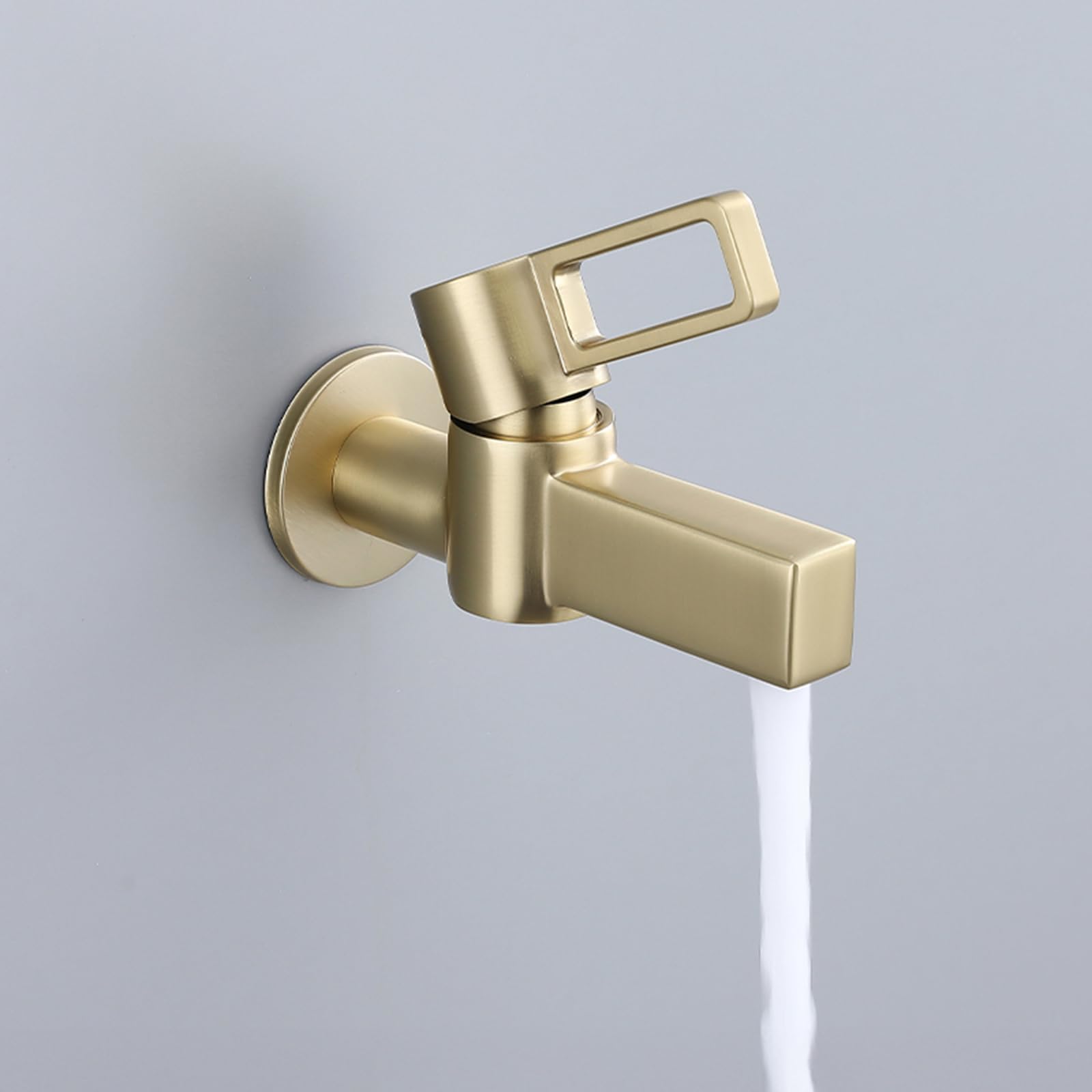 ANVLOJRIH Single Cold Water Basin Tap Brass Outside Tap Wall Mount Mop Pool Faucet Brushed Gold