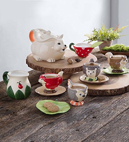 Magic Cabin Children's Food Safe Ceramic Woodland Friends 12 Piece Tea Set