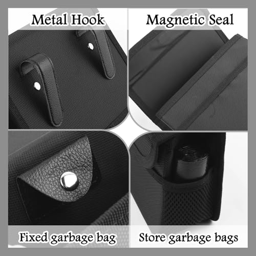 Image of Upgraded Magnetic Car Trash Can with Lid,Mini Hanging Car Trash Bin with Mesh Pocket & 30PCS Garbage Bag,Collapsible Cars Garbage Can as Cars Storage Organizer for Most Auto