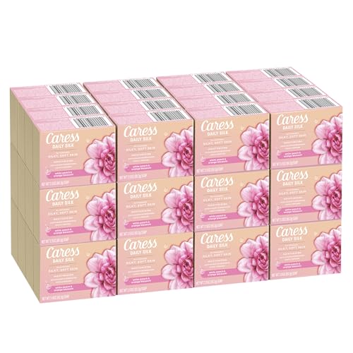 Caress Beauty Bar Soap for Women Daily Silk Extract and Floral Oil Essence Moisturizing Body Soap for Noticeably Silky Soft Skin 3.15 oz 48 Bath Bars