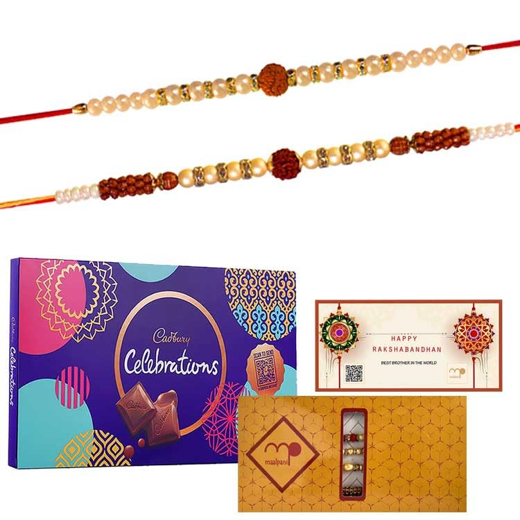 Maalpani Set of 2 Rudraksh Rakhi - Chocolates - Celebration Festival Pack - Chocolate Rakhi Hamper to Brother (B07FCN6GFX) Amazon Price History, Amazon Price Tracker