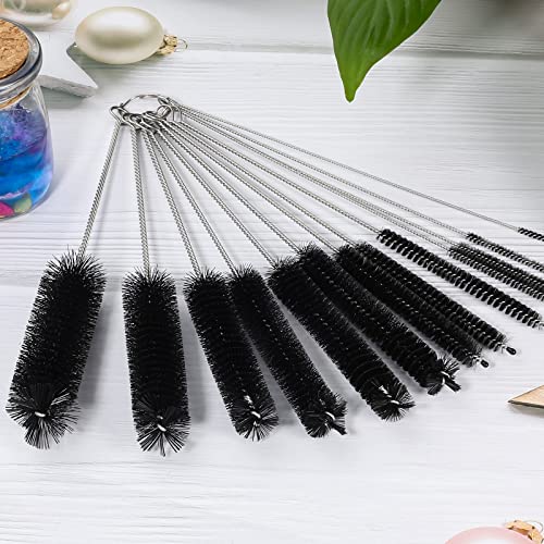 CiaraQ Bottle Cleaning Brushes, 8 Inch Nylon Tube Brush Set, Cleaner for Narrow Neck Bottles Cups with Hook, Set of 13pcs