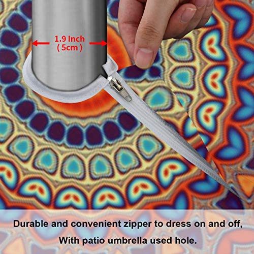 Qilmy Mandala Outdoor Tablecloth 60 Inch Waterproof Round Tablecloth With Umbrella Hole And Zipper For Backyard Party Bbq Decor #TOP5