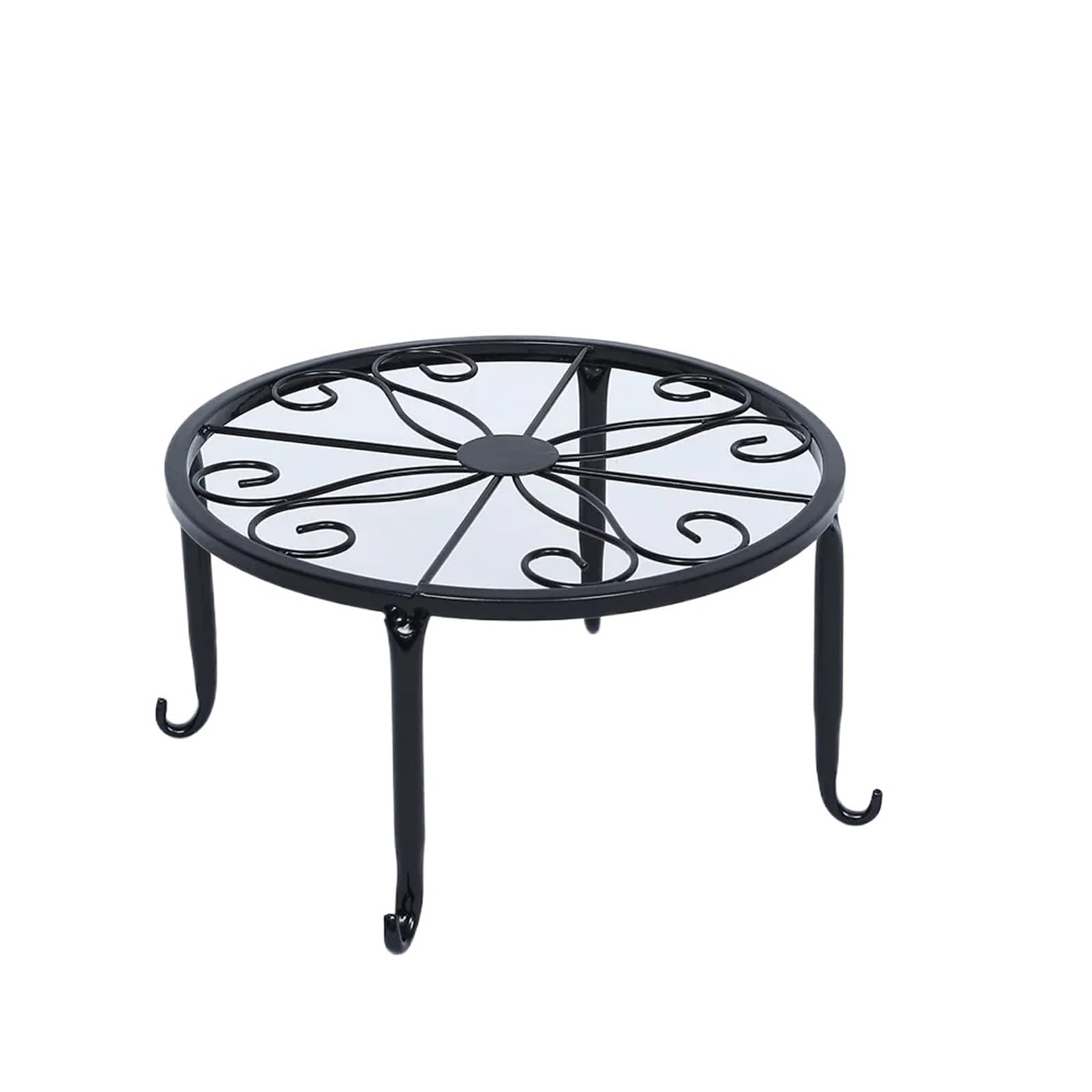 GHHZML Plant Riser Standing Flower Pot Shelf Display Stand Retro Wrought Iron Potted Plant Garden Balcony Home Decoration(Black)