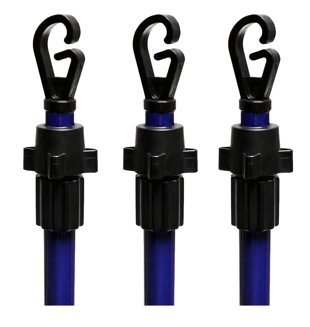OptiProducts 3 X 2.6m Adjustable Washing Line Prop Pole (Pack of 3) – Heavy Duty Galvanised Clothes Line Support for Outdoor Garden Laundry Outdoor Washing Line Poles