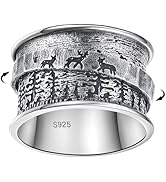 BONLAVIE Spinner Ring Damen, Lebensbaum/Drei Bären und Kiefern/Drei Hirsch und Kiefern Ring Silbe...