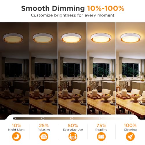 Image of LUTEC Flush Mount Ceiling Light, White with Gold Interior, 13in 23W Dimmable LED Ceiling Lights, 3000K Daylight, 3000lm Super Bright Energy-Efficient Modern Lamp for Bedroom, Hallway, Kitchen