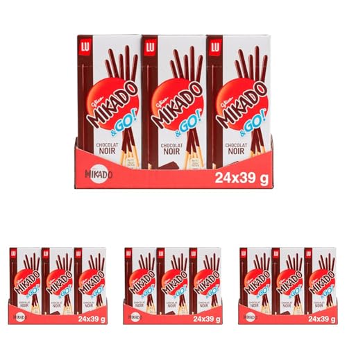 Mikado Lu Palitos De Galleta Cubiertos De Chocolate Negro, 936 g (Paquete de 4)