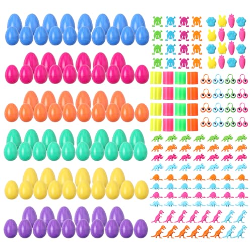 novelinks Fillable Easter Eggs, Plastic Colorful Bright Easter Egg with Hinge, Pre Stuffed Easter Eggs with Toys Inside, Perfect for Suprise Egg, Easter Hunt(100 Pack)