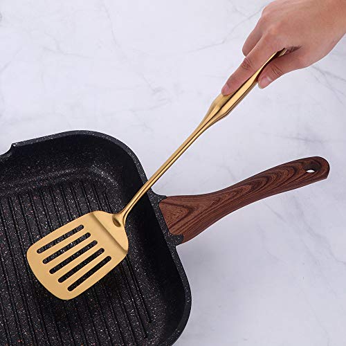Slotted Spatula,15.16Inch Long Handle Gold -18/8(304) Stainless Steel Turner Spatula By Buy Things! #TOP2