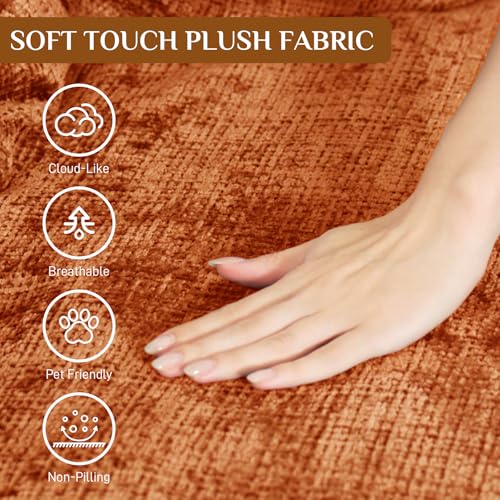 Image of 81 inch Round Sofa Bed Big Bean Bag Round Chaise Lounge Oversized Round Couch Boneless Reading Chair Plush Fluffy Chenille Large Chaise Chair for Living Room, Bedroom, Apartment, Orange