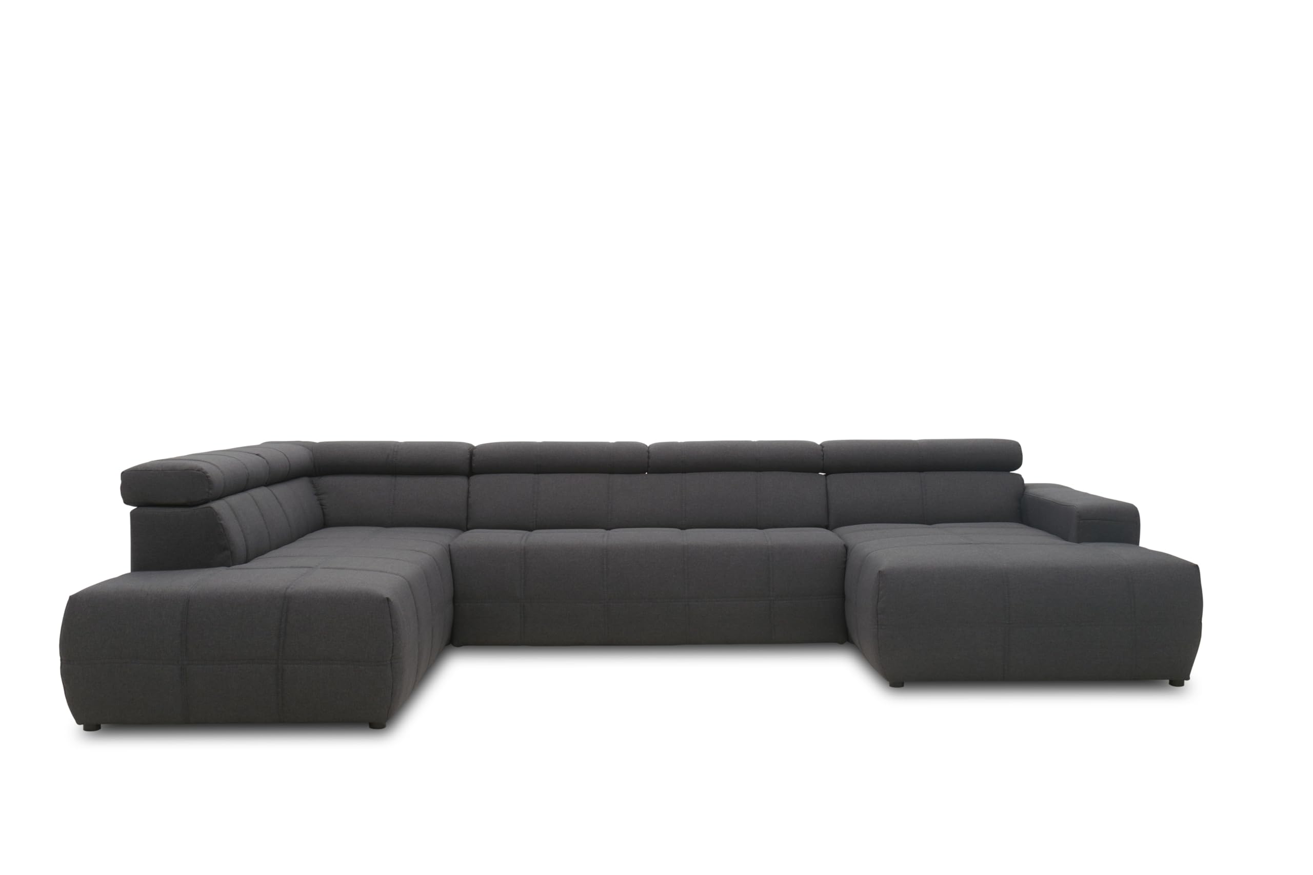 DOMO. collection Divano Brandon, paesaggio con schienale a forma di U, angolo imbottito, 359 x 228 x 80 cm (larghezza x profondità x altezza), grigio scuro