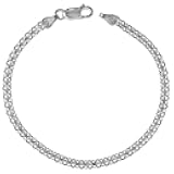 Sterling Silver 3mm Bismark Chain Bracelet for Women and Men 2-row Nickel Free Italy available 7-8 inch sizes