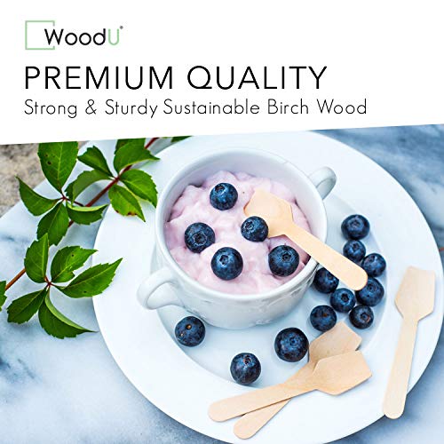 Wooden Miniature Spoons 3.5”- Disposable Square End (Pack Of 100) Perfect For Crafts, Sugar Scrubs, Tasting And Sampling- Ice Cream Spoon Disposables. #TOP3