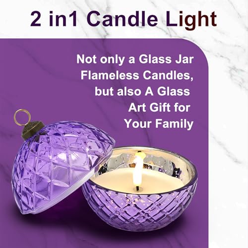 Image of WNP Glass Flameless LED Candles Battery Operated Flickering Jar Lights for Halloween Christmas Home Decor Perfect as Birthday Gift for Her Wife Girlfriend Anniversary Present and Party Decoration