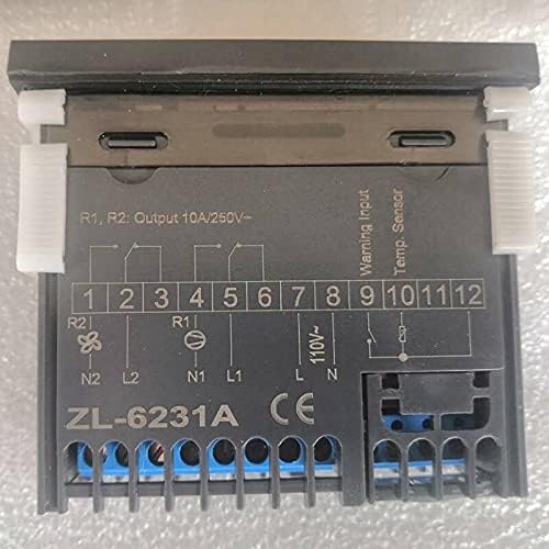 Back view of ZL-6231A Incubator Controller showing wiring terminals and a schematic diagram.