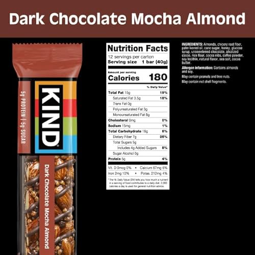 image for KIND Bars, Dark Chocolate Mocha Almond, Healthy Snacks, Gluten Free, L