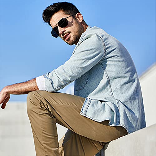 Men Spring Korean Fashion Denim Shirt,Casual Man's Shirt Top Plus Size3