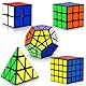 Coolzon Zauberwürfel 5 Stück Speed Cube Set Pyraminx + Megaminx + 2x2 + 3x3 + 4x4 Magic Puzzle Cube Würfel mit PVC Aufkleber Zauberwürfel für Kinder Erwachsene