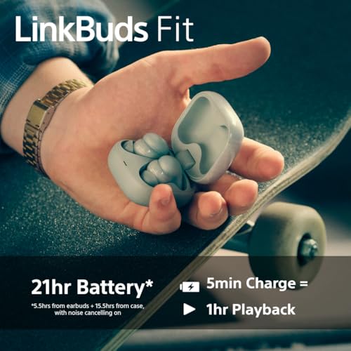 Image of Sony LinkBuds Fit: Truly Wireless Noise Cancelling Bluetooth Earbuds - All Day Comfort, IPX4, Hi-Res Audio, Ambient Sound Mode, 21Hrs Battery, Multipoint, iOS & Android - Violet