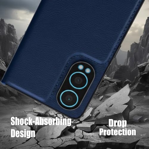 Image of Leather Case for OnePlus Nord CE 4 Premium Protective Stylish Slim Cover with Shockproof Raised Edges Blue
