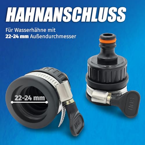 MaJoCompTec® ALLCONNECT universal Wasserhahn Anschluss Set | Verstellbarer Wasser Hahnanschluss für Aussenhahn ohne Gewinde | Wohnmobil Caravan Boot Adapter Set (Wasserdieb-Set)