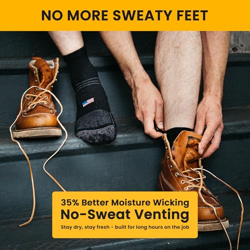 Ankle Work Socks – Sweat-Wicking, Durable Wool Socks for Long Shifts – Up to 6" Boots – Made in USA4