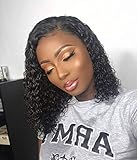 BEEOS 13×6 Lace Front Wigs 180% Density Human Hair Wigs Short Curly Bob for Black Women with Baby Hair Unprocessed Glueless Wig, Pre-plucked & Natural Hairline for Daily Use, 14 Inch