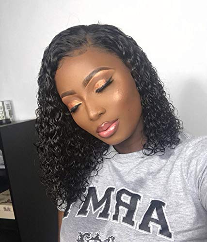 BEEOS 13×6 Lace Front Wigs 180% Density Human Hair Wigs Short Curly Bob for Black Women with Baby Hair Unprocessed Glueless Wig, Pre-plucked & Natural Hairline for Daily Use, 14 Inch